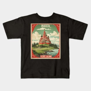 Kizhi Island Russia Vintage Tourism Poster Kids T-Shirt